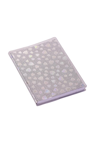 Mikro Nt-215 13x9,5cm 64 Yaprak 128 Sayfa Pvc Kapaklı Kalpli Gri Simli Not Defteri