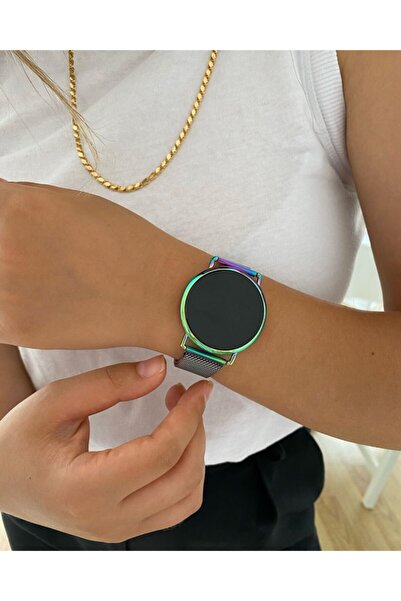 ÇENÇEN Unisex  Çelik Dijital Led Hasır Kordon Mıknatıslı Kol Saati