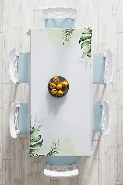 Realhomes Față de masă modernă imprimată digital cu motiv verde tropical frunze