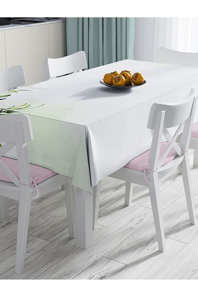 Realhomes Față de masă modernă imprimată digital cu motiv verde tropical frunze