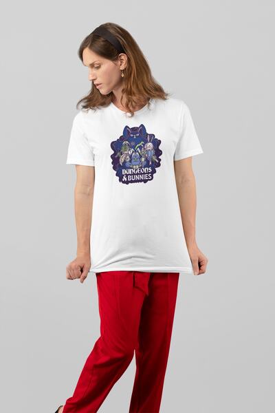ErTaPassage Γυναικείο μπλουζάκι White Dungeons and Rabbits με τύπωμα - T7553233