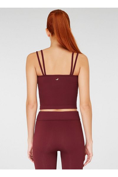 Jerf Darwin Rip Detailed & Double Strap Crop Top Claret Red