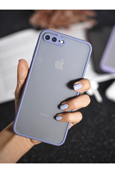 mooodcase Iphone 8 Plus Füme Kenarlı Buzlu Şeffaf Lüx Telefon Kılıfı