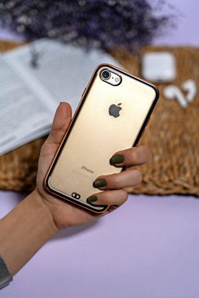 mooodcase Iphone Se (2020) Siyah Gold Detaylı Premium Electrolize Silikonlu Telefon Kılıfı