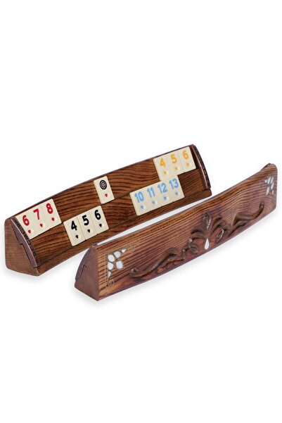 Pusula Oyun Gerçek Beyaz Sedef Işlemeli Oymalı Oval Ahşap Okey Takımı Niagara...