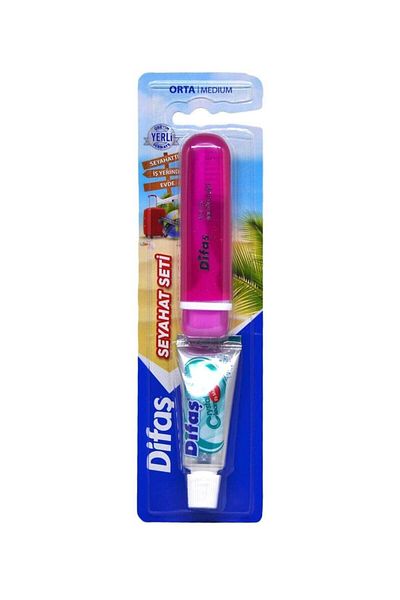 Difaş Medium Hard Toothbrush + Toothpaste (15 ml) Travel Set [Outlet]