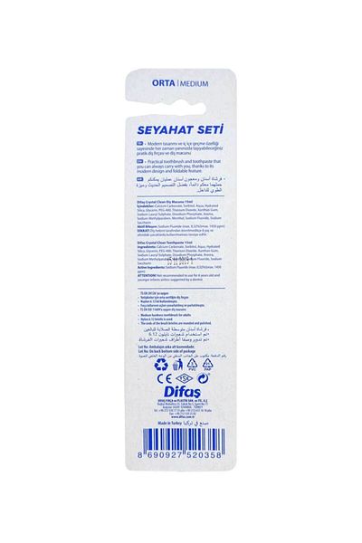 Difaş Medium Hard Toothbrush + Toothpaste (15 ml) Travel Set [Outlet]