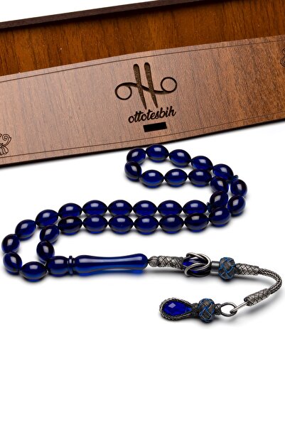 OTTOTESBİH Ασημένια χάντρα προσευχής με φούντα Kazaz 8x12mm, κομμένη σε σχήμα...