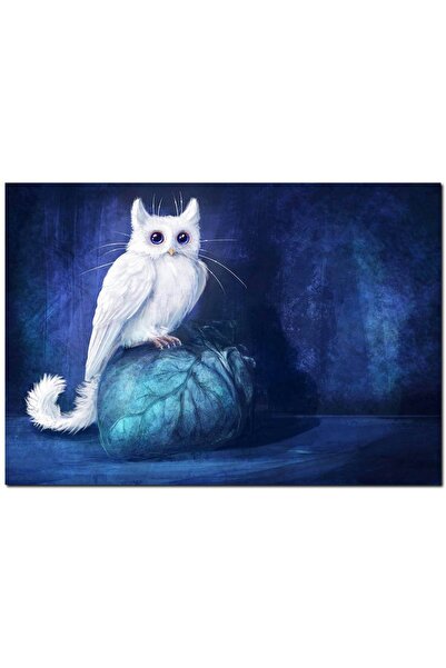 Cakatablo Tablou din lemn Bufniță cu ochi și coadă de pisică (dimensiune 25x3...