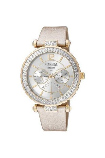 Q&Q Attractive Women's Beige Color Function Stone Wrist Watch