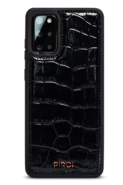 PİRCİ Samsung S20+ Uyumlu  Croco Dokulu Deri Kılıf Siyah
