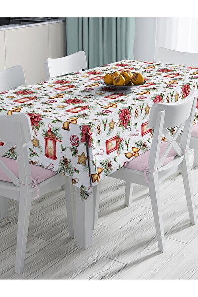 Realhomes Şamdan Tasarımlı Yılbaşı Konseptli Dijital Baskılı Modern Masa Örtüsü