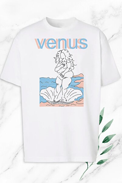 perseusshopping Oversize kroj Mitološka boginja lepote Venera Štampano Bela m...
