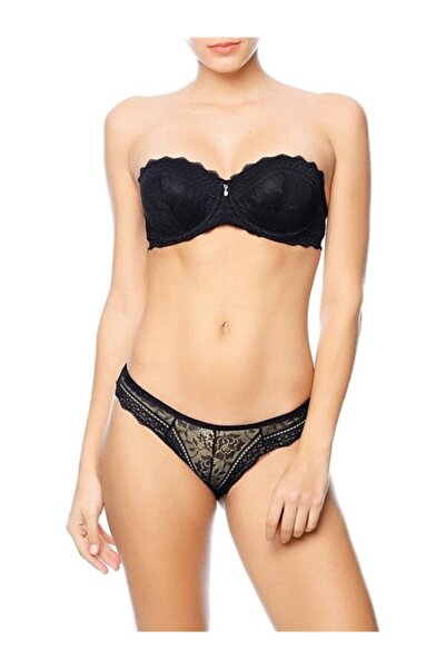 Nurteks 4545 Destekli Straplez Sütyen Takım - Siyah