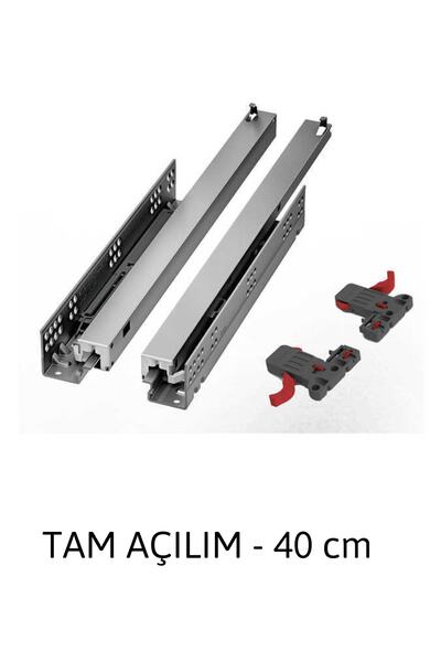 SAMET Smart Slide Frenli Tam Açılım Full Çekmece Rayı  Mandallar Dahil Sağ ve Sol 40 cm