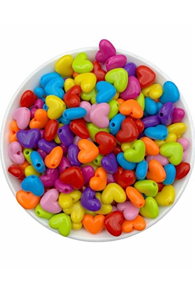 Hedef Bijuteri 25 جرام خرز من البلاستيك مختلط الألوان 14 مللي متر على شكل قلب...