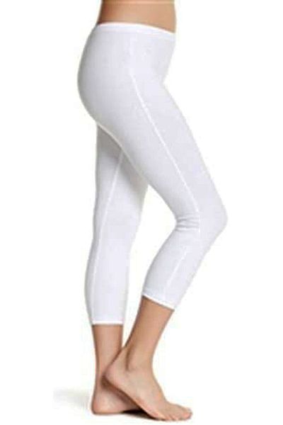 Q-EN Leggings Capri din bambus alb de damă