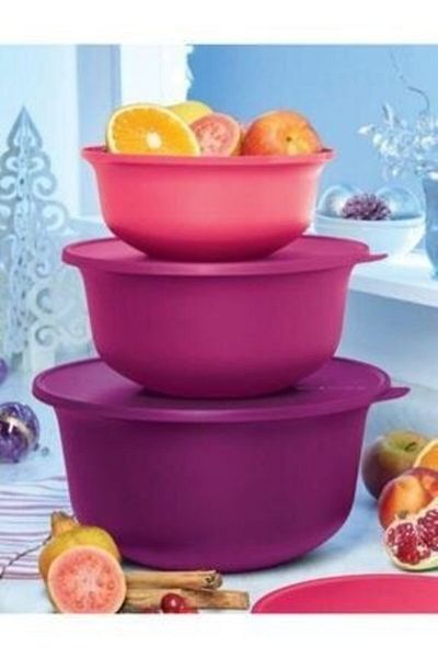 Tupperware Aloha Set of 3 Storage Serving Prep Container 1 Lt, 2 Lt and 4 Lt
