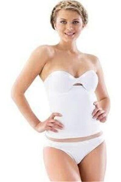 bejamonti Corset alb cu talie agrafată pentru femei 5050