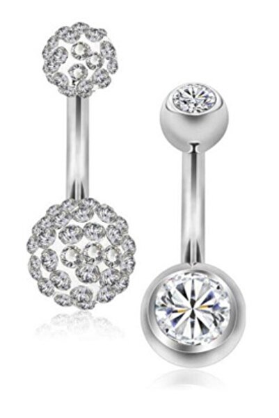 Jaida Moda Kadın 2 Adet Cerrahi Çelik Göbek Piercing 2 Ayrı Model