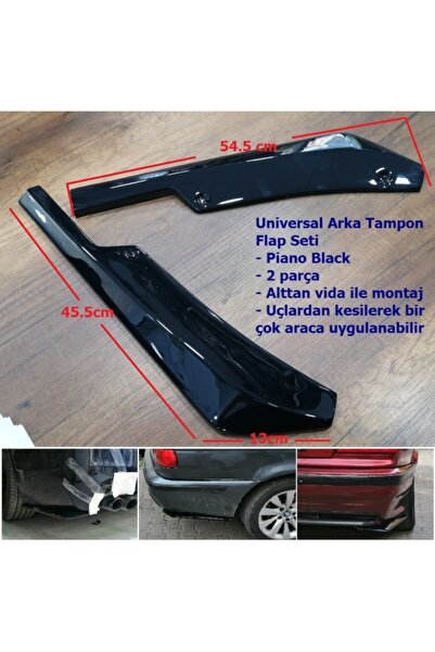 HYM TUNİNG Universal Arka Tampon Flap Seti, Arka Tampon Başlığı, Piano Black