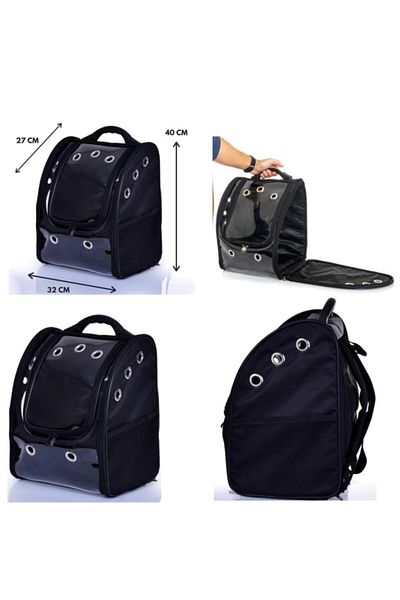 sevimhome Cat Dog Carrying Backpack Astronaut Bag - Black