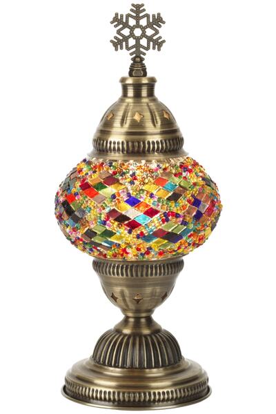 Demmex Otantik Etnik Renkli Mozaik Boho Türk Masaüstü Lamba Masa Lambası Abajur