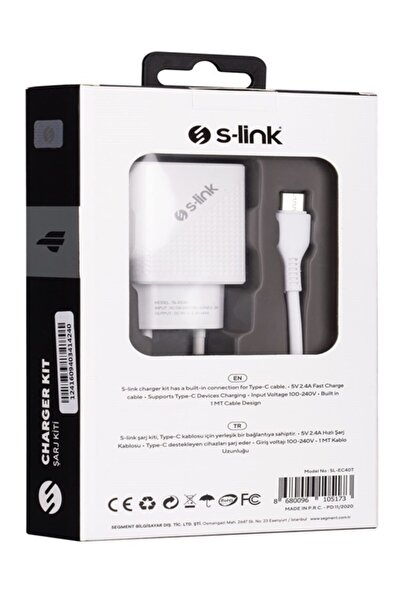 S-LINK Sl-ec40t 5v 2400ma Type-c Kablolu Beyaz Ev Şarj Adaptörü