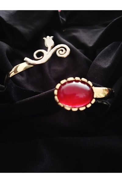 kapris concept Antique Copper Bracelet with Tulip Figured Agate Stone