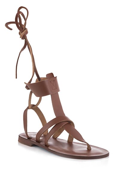 DaphneSandals El Yapımı Deri Gladyatör Taba Bodrum Sandaleti - Kk2109