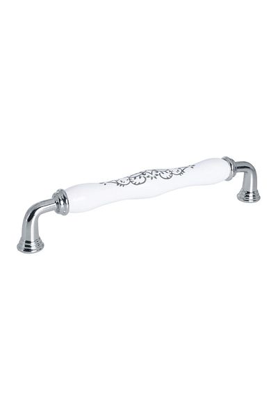 Porcellana Perla Porcelain Handle Cabinet Drawer Furniture Kitchen- Handle Sapphire 160mm-chrome-white-stk070