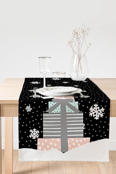 Realhomes Black Snowflake Floor Gift Packs Patterned Digital Printed Modern S...