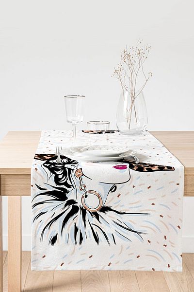 Realhomes Runner modern din piele intoarsa cu imprimare digitala cu design special