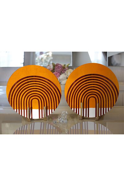 Realhomes 2-Piece Artistic Boho Drawing Digital Printed Decorative Round Plate & Placemat