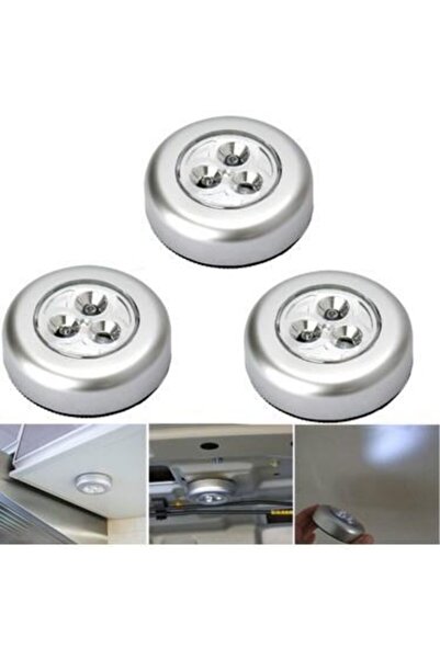 Çokuygunuz Pilli Kablosuz Dokunmatık Dolap Içi Tezgah Altı Spot Lamba 3 Adet