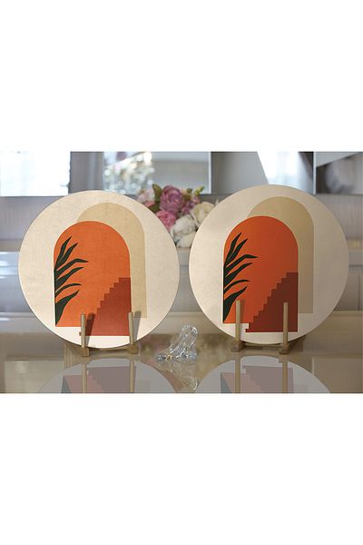 Realhomes 2-Piece Artistic Special Design Digital Printed Modern Round Charger & Placemat