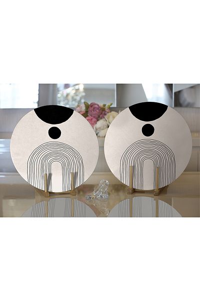 Realhomes 2-Piece Abstract Style Digital Printed with Onedraw Drawing Modern Round Charger & Placemat
