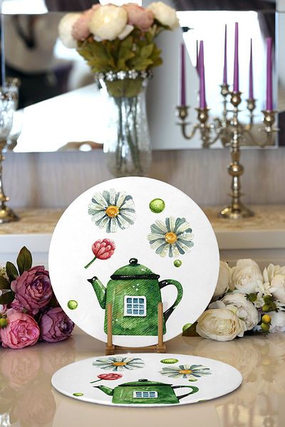 Realhomes 2-Piece Special Design Modern Digital Printed Decorative Round Charger & Placemat