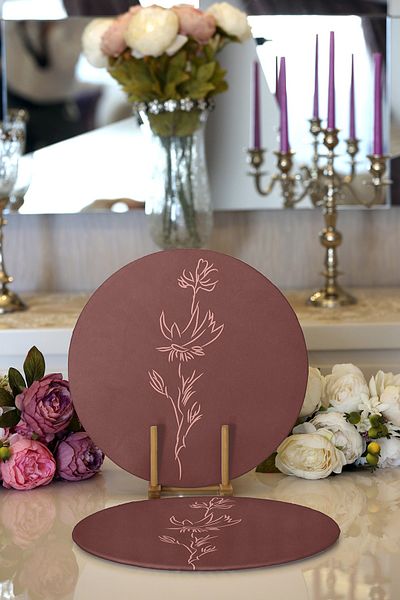 Realhomes 2-Piece Minimalist Special Designed Digital Printed Decorative Round Plate & Placemat