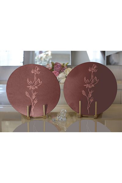 Realhomes 2-Piece Minimalist Special Designed Digital Printed Decorative Round Plate & Placemat