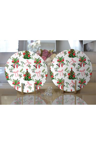 Realhomes 2-Piece Special Design Christmas Themed Digital Printed Decorative Round Charger & Placemat