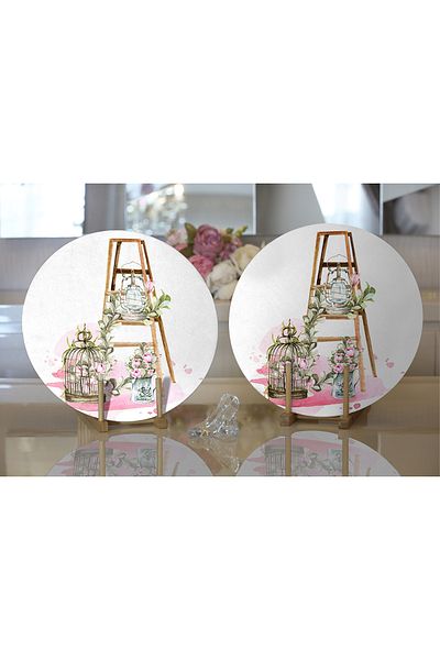 Realhomes 2-Piece Flower Bundles Special Design Digital Printed Modern Round Charger & Placemat