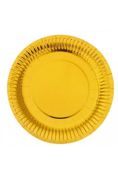 Happyland Gold Metallic Cardboard Plate 8 Pieces