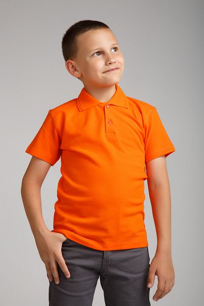 Dragora Tricou portocaliu pentru școală din bumbac pieptănat