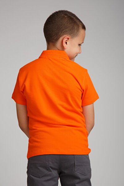 Dragora Combed Cotton Polo Neck Orange School T-shirt
