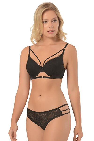 NBB Kadın Siyah Desteksiz Sütyen Takım