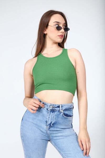 AFŞAR MODA Green Crop Blouse Rambo