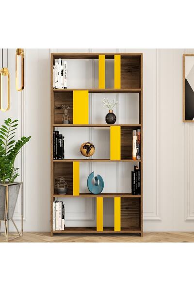 Variant Mobilya Lima Kitaplık - Ceviz / Sarı