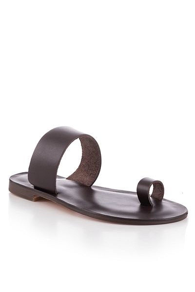DaphneSandals Handmade Genuine Leather Brown Women's Slippers Kk3532