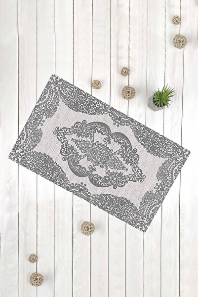 Evsebu Classic Pattern Gray Non-Slip Based Decorative Rug
